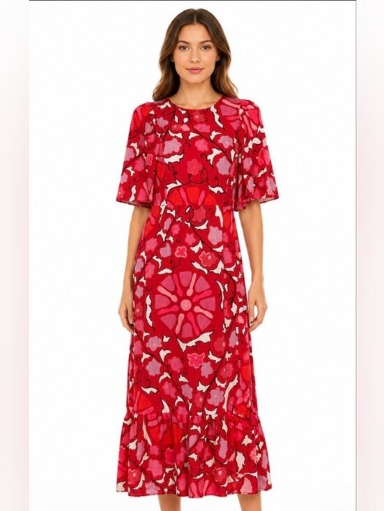 RHODE Dresses & Skirts - Rhode Size 18 PTP 21 To 22 Red Floral Maxi Dress - Elegant Women's Dress